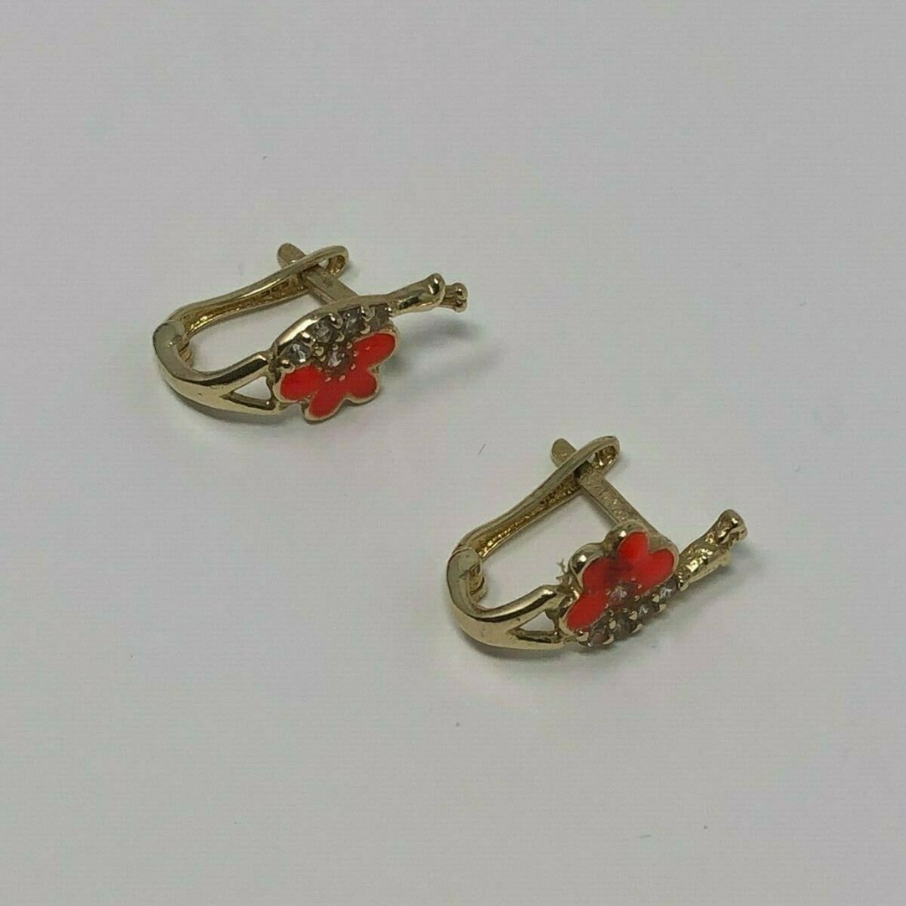 Brand New Girls 14 Karat Gold Handmade Earrings
